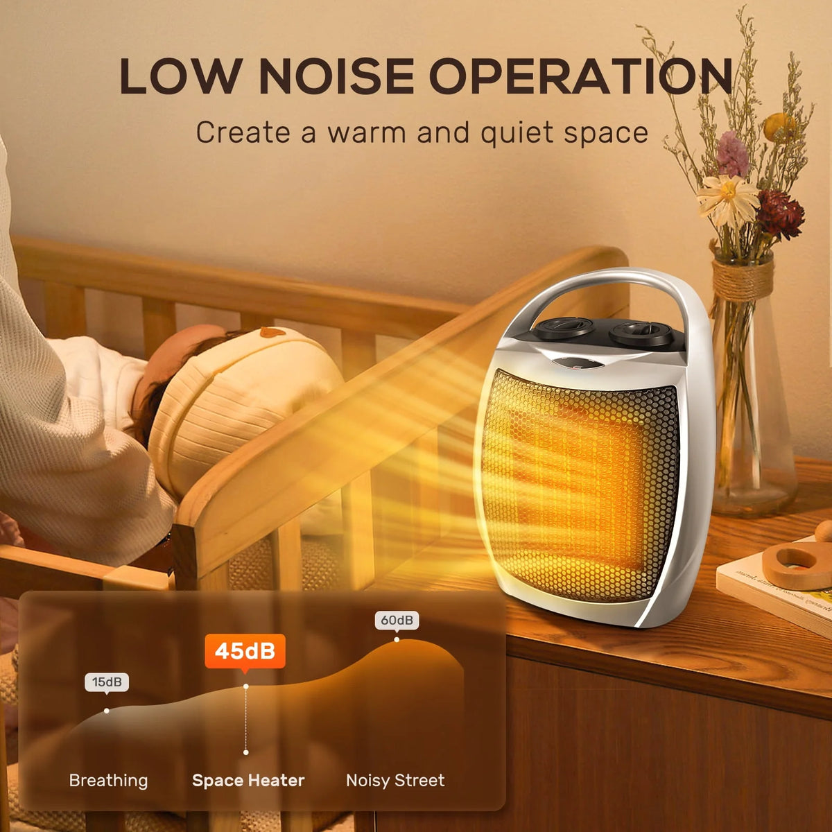 1500W/750W Ceramic Portable Space Heater with Thermostat H57677