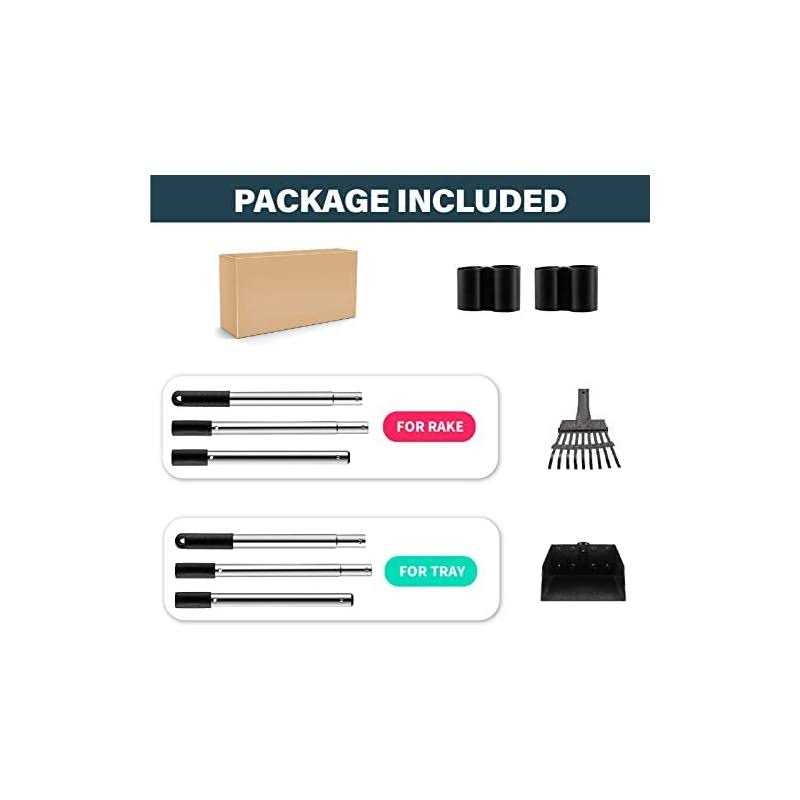 Durable Dog Poop Scoop Long Handle Tray and Rake Set U2178