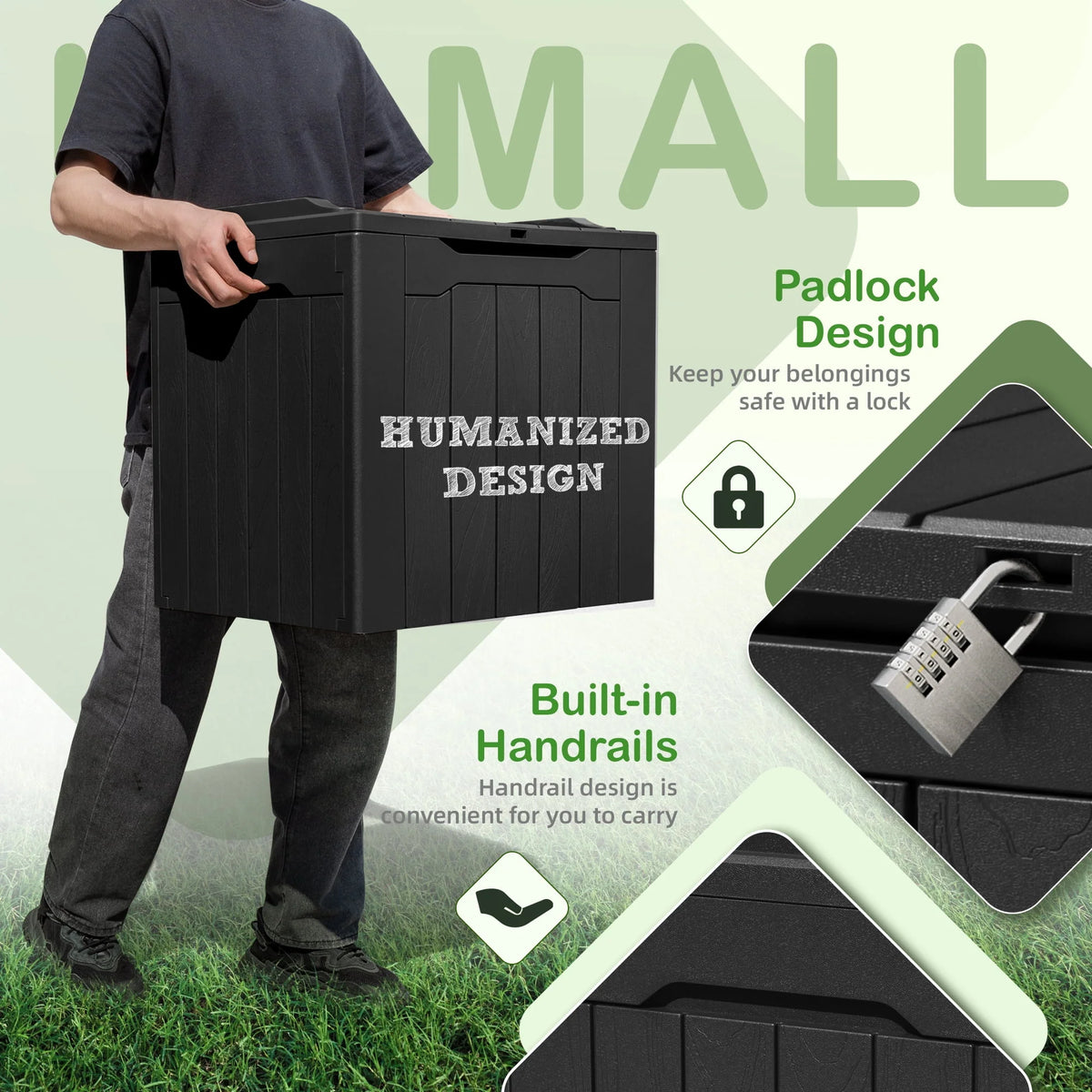 Black Resin Outdoor Deck Box with Seat K579432