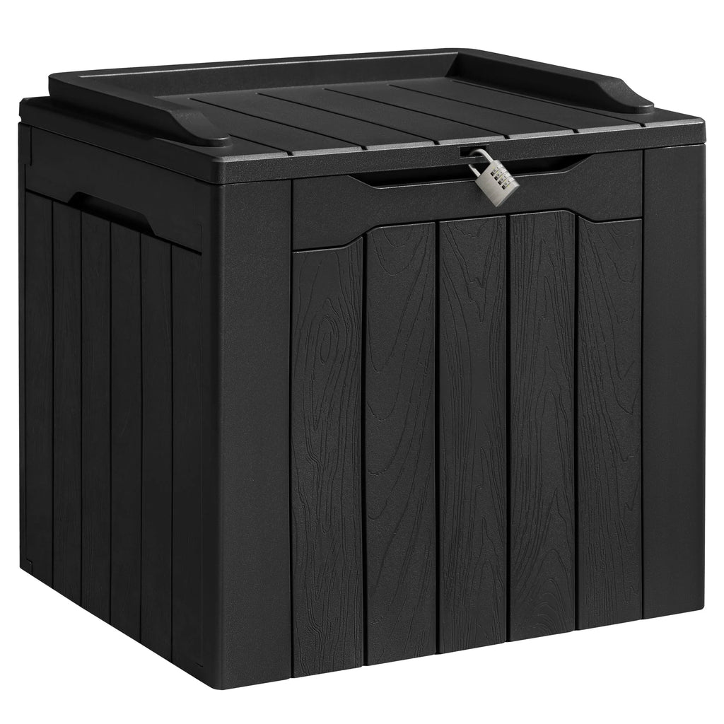 Black Resin Outdoor Deck Box with Seat K579432