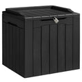 Black Resin Outdoor Deck Box with Seat K579432