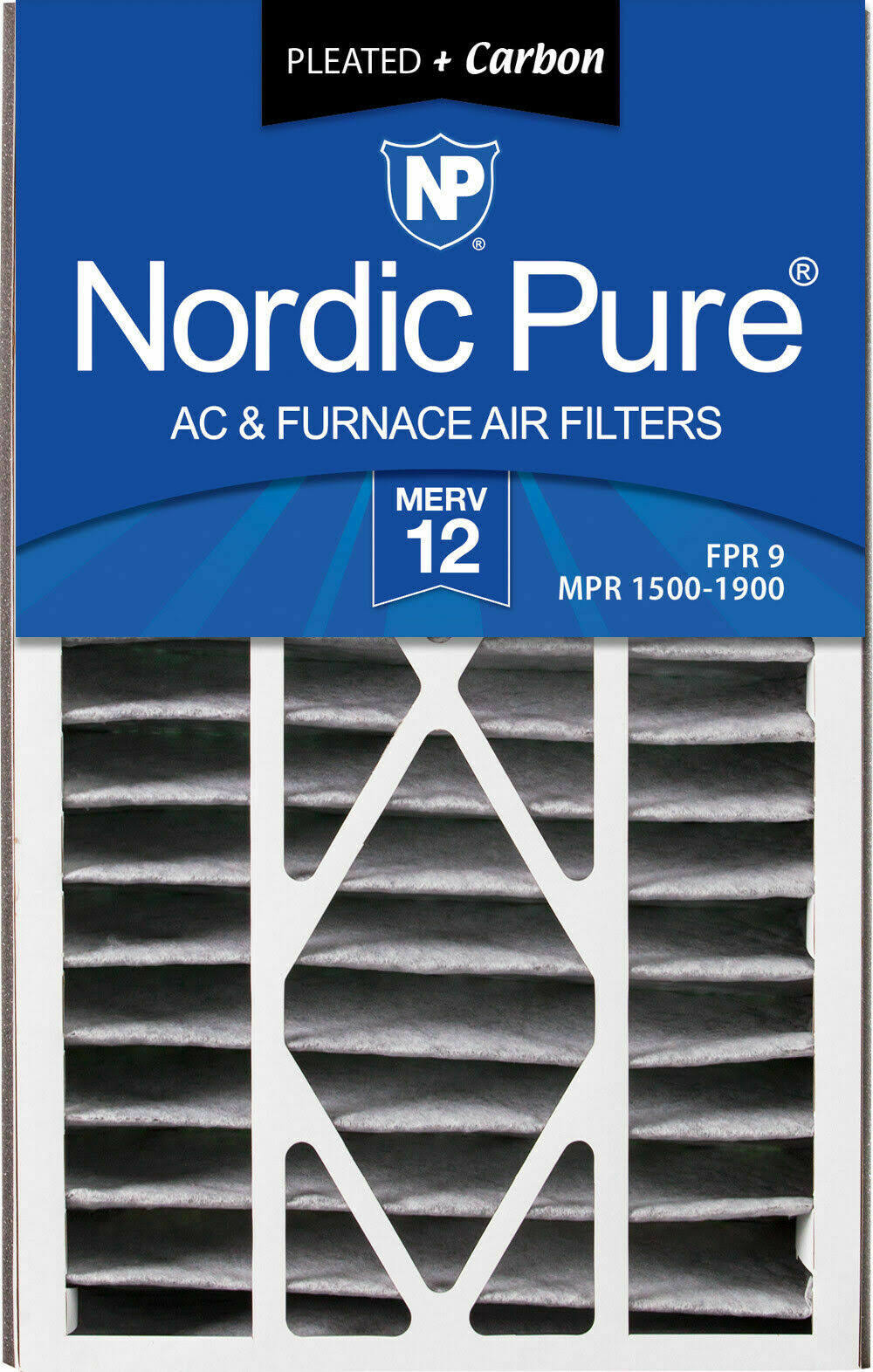 16x25x5 MERV 12 Pleated Carbon Air Filter Qty 2 F717391