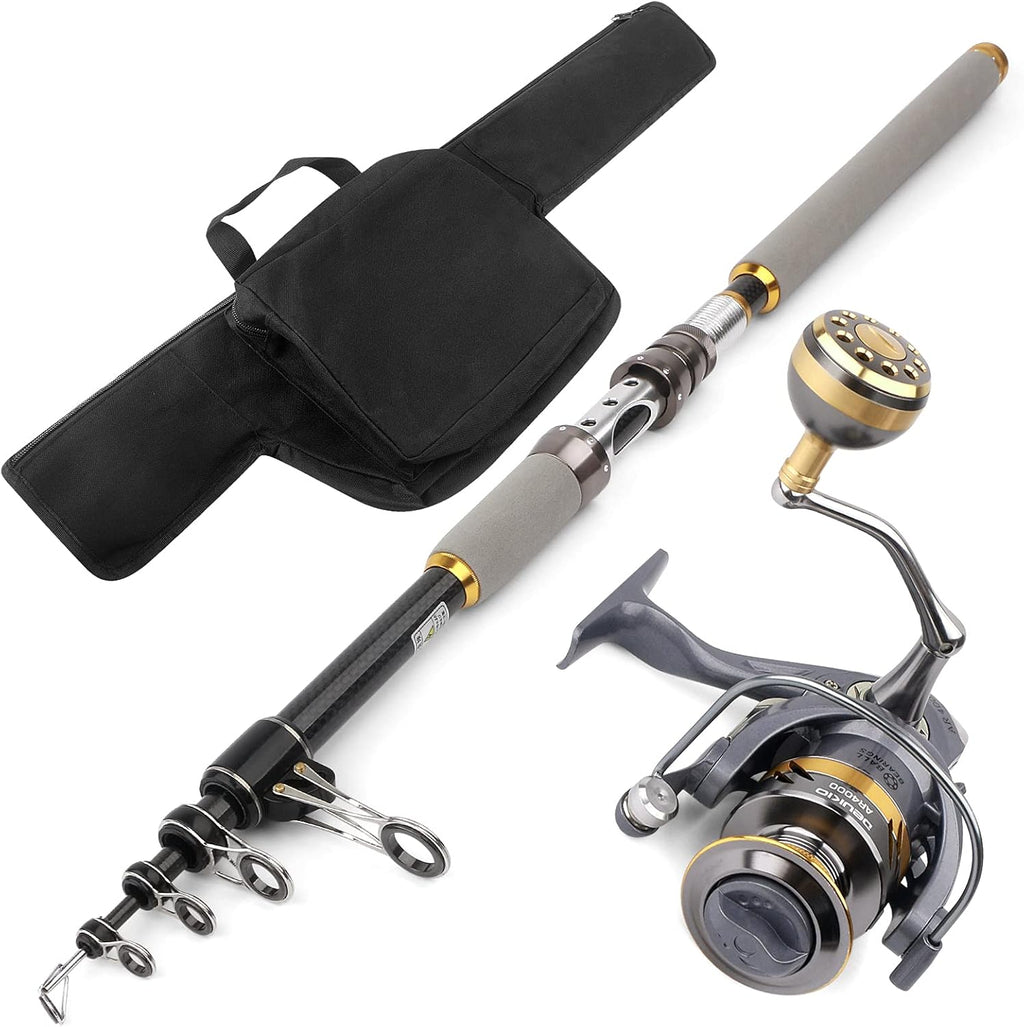 Carbon Fiber Telescopic Spinning Rod and Reel Combo with Storage Bag G932