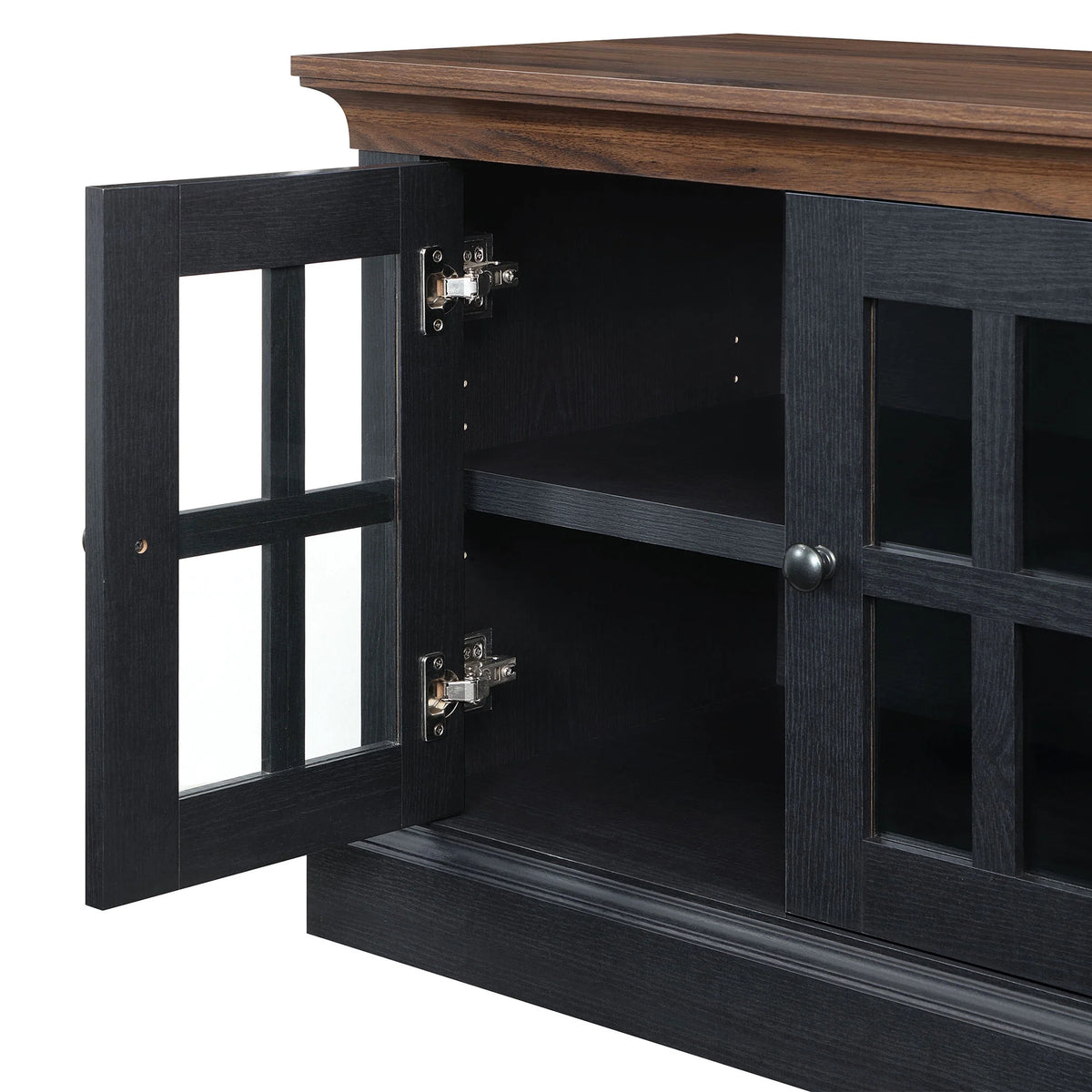 4-door TV Stand for TVs up to 85", White/Walnut Finish R39820