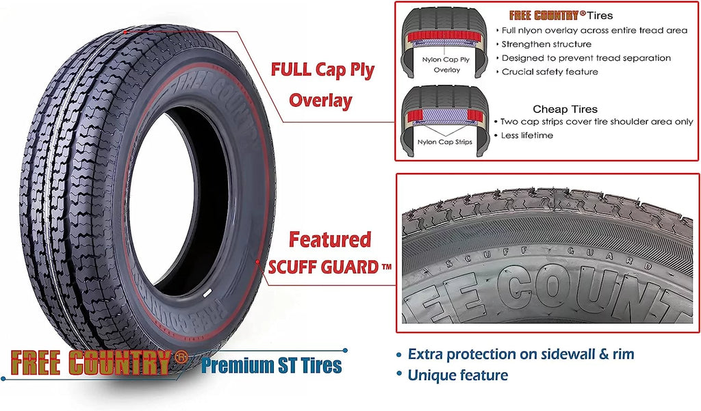 Trailer Tires ST 205/75R15 8 Ply Load Range D Set 2 V53530