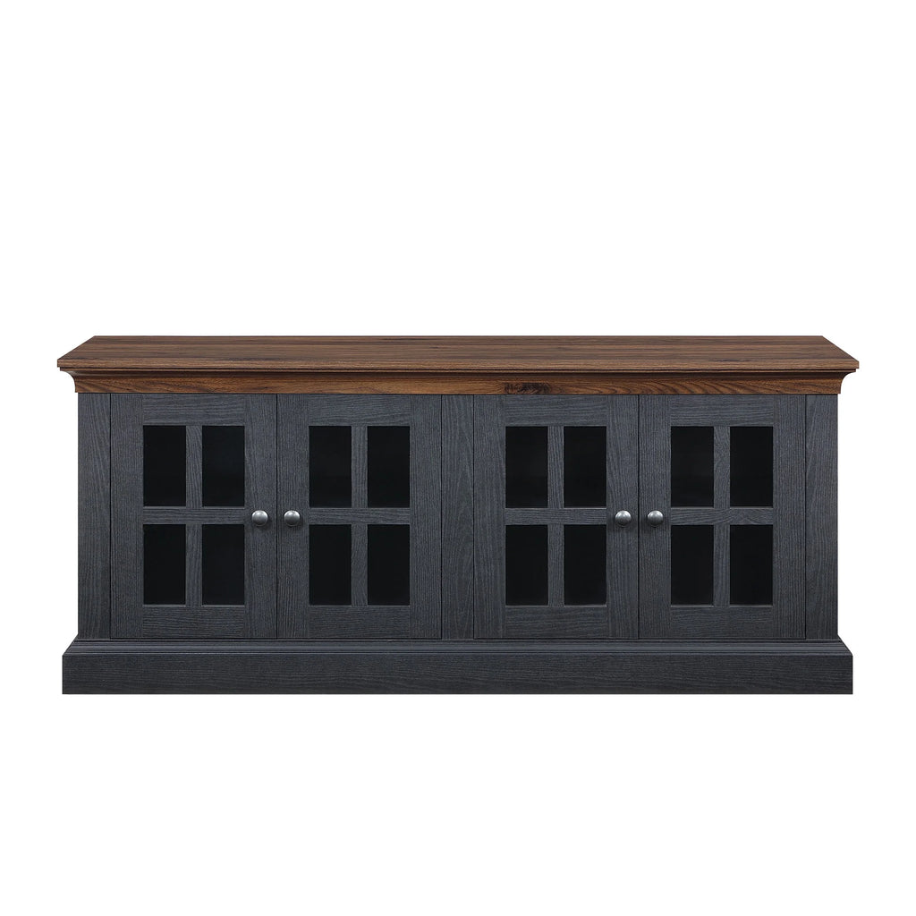 4-door TV Stand for TVs up to 85", White/Walnut Finish R39820