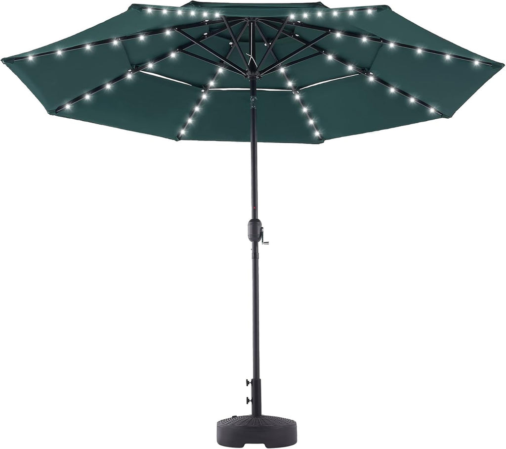 10' LED Solar Patio Umbrella with 30UPF Canopy C352419