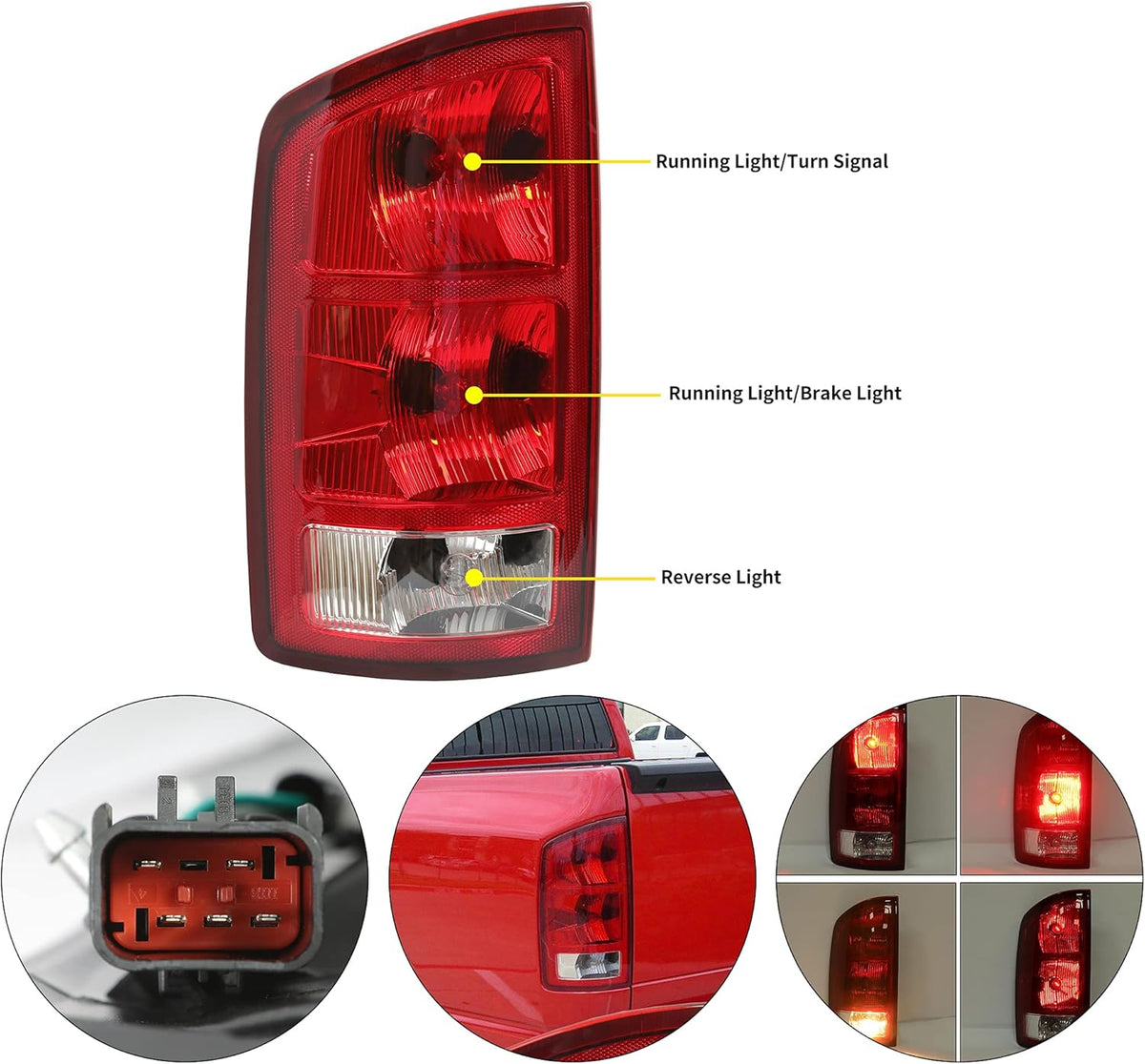 Dark Red Tail Light with Bulbs and Wiring Harness F6684