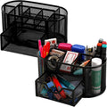 2 Pack 9 Compartments Mesh Desk Organizer with Drawer O124450