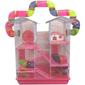 Pink 5-Levels Hamster Mouse Cage with Long Crossover Tube S3739