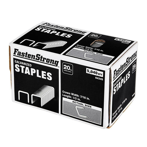 1/2 in. x 7/16 in. 20 GA Galvanized Staples, 5040 Piece L38818