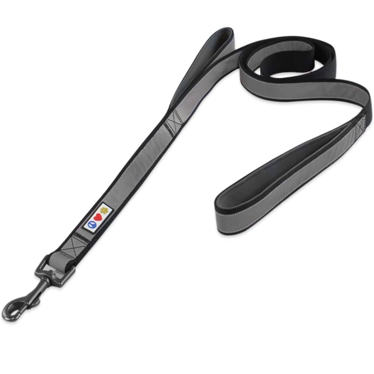 Reflective Black Training Dog Leash 2 Padded Handles 6 ft. Large J229987