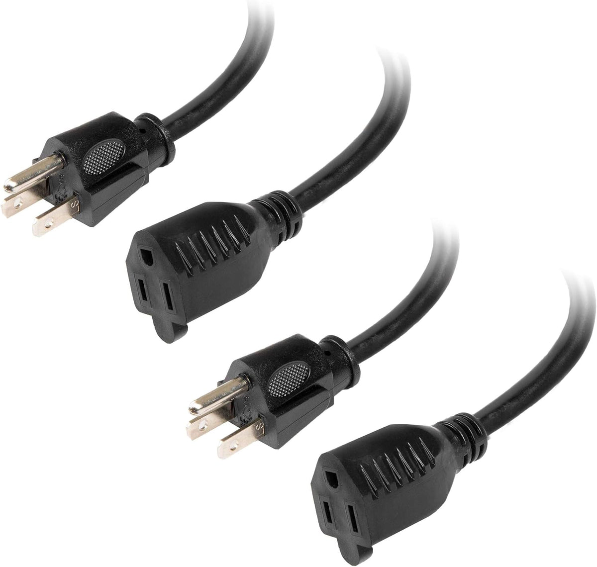 2 Pack of 50 Ft Black Extension Cord F418