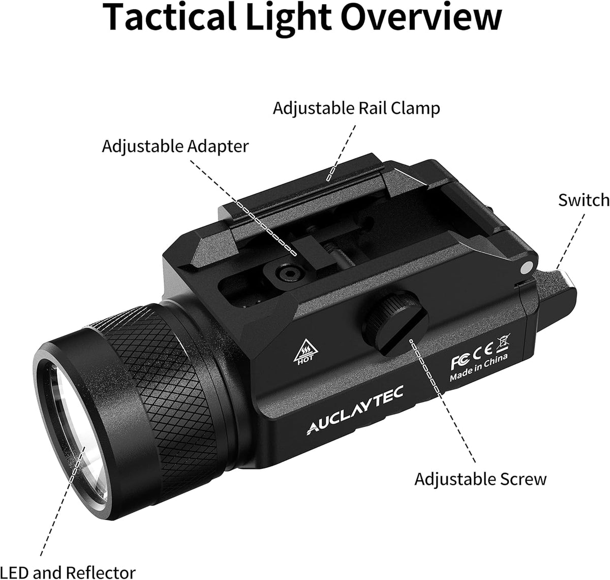 1200 Lumens Mounted Pistol Flashlight with Strobe Mode B658