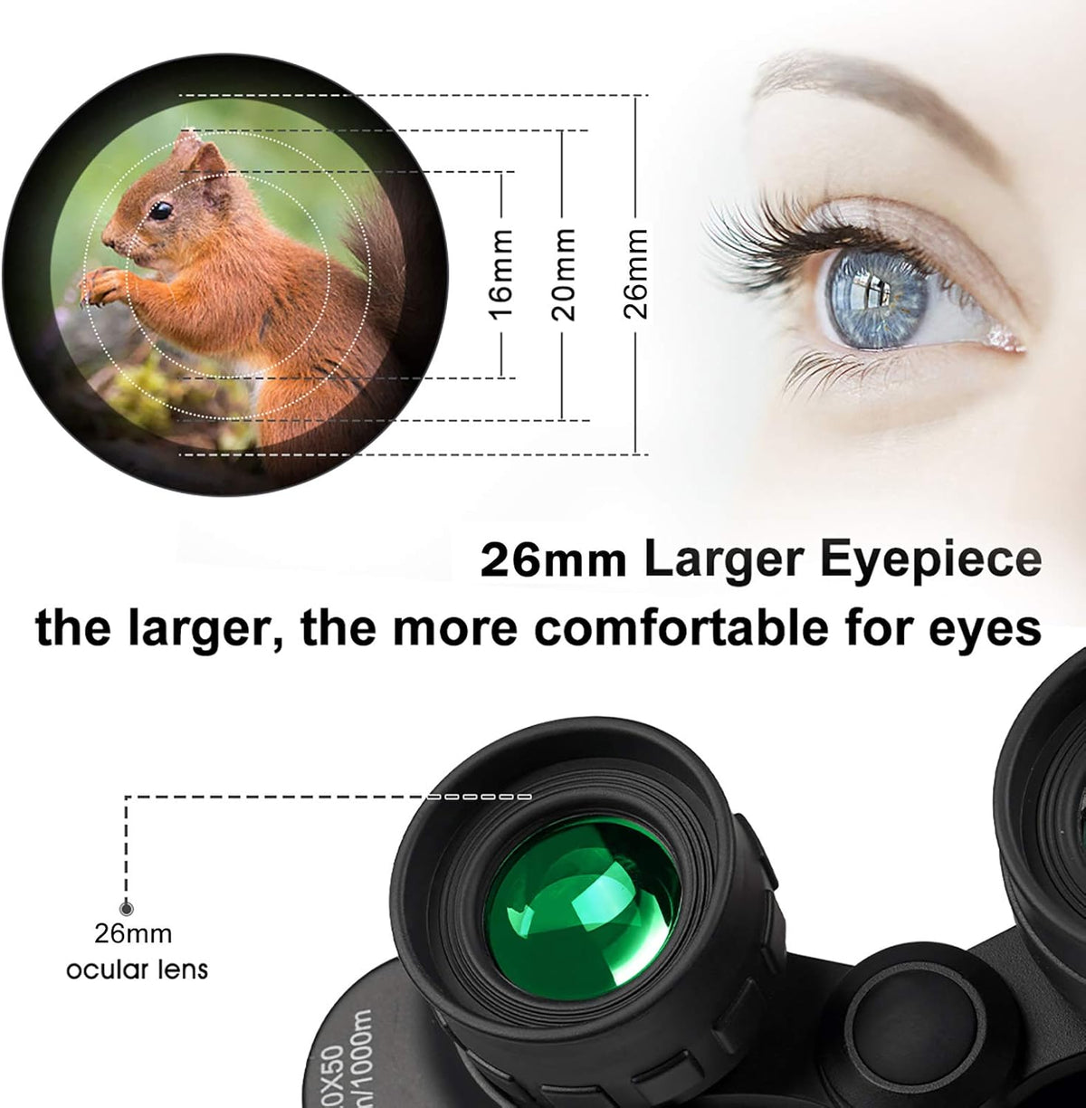 20x50 Waterproof Compact Binoculars with Carrying Case and Strap R7709