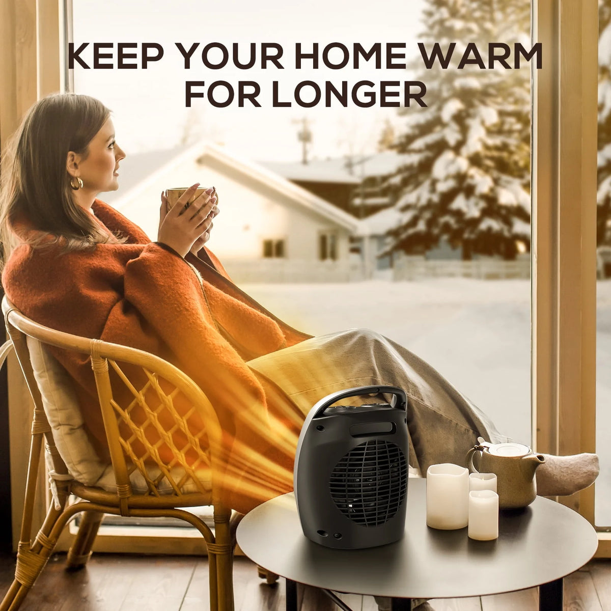 1500W/750W Ceramic Portable Space Heater with Thermostat H57677