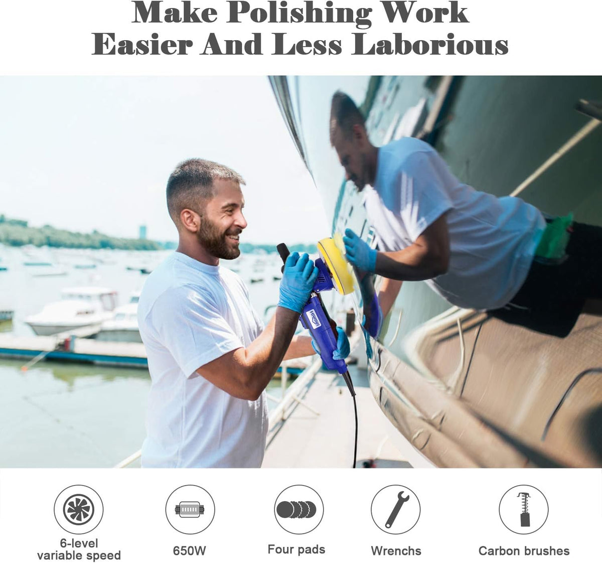 650W 6 Variable Speeds Car Polisher T12611