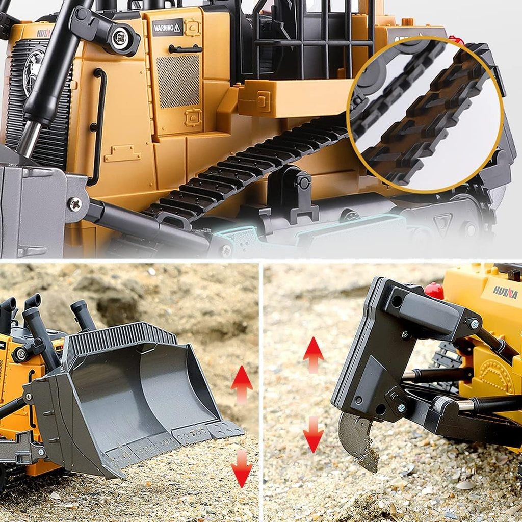 1/16 Scale 9 Channel RC Bulldozer Construction Toy Vehicle with Light and Sound A22492