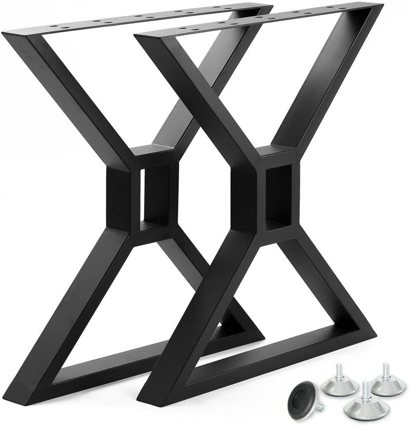 28-inch Metal Table Legs Set of 2 Black Cast Iron Heavy Duty B308915
