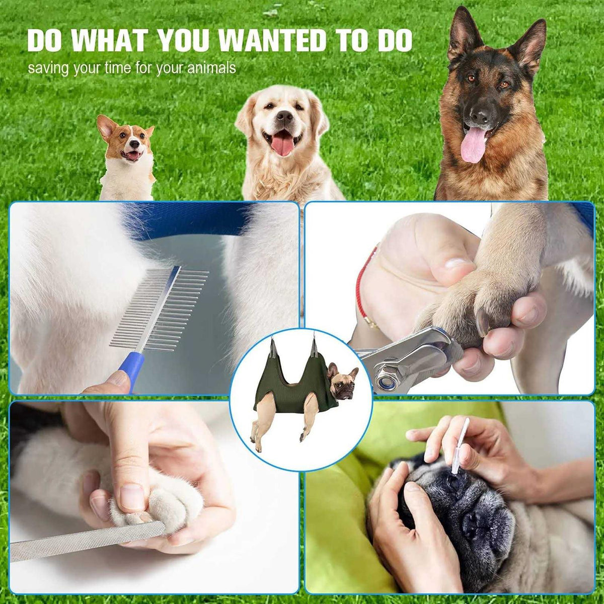 10 in 1 Pet Grooming Hammock Harness with Nail Clippers Z4108
