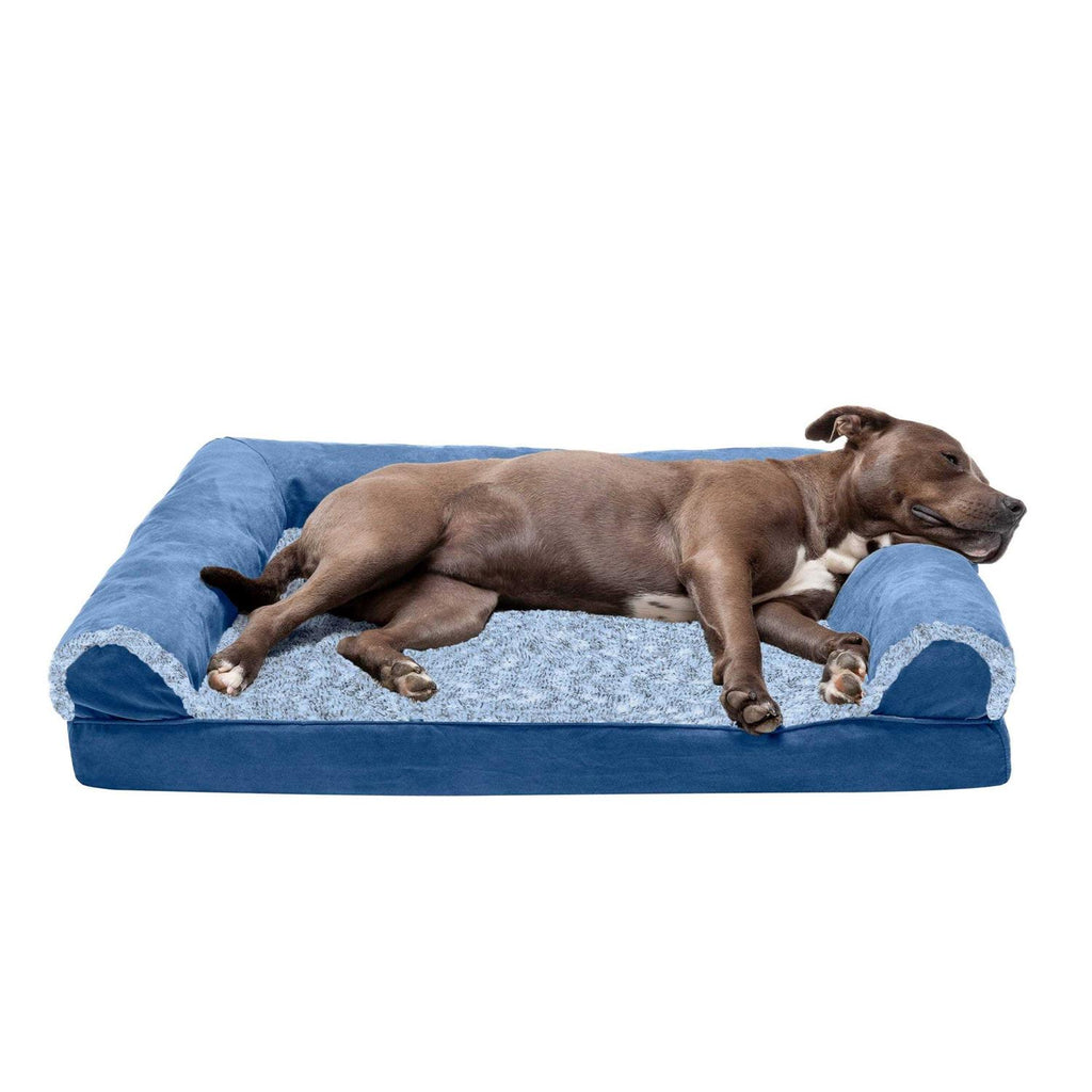 Two-Tone Faux Fur Suede Orthopedic Sofa Dog Bed S888