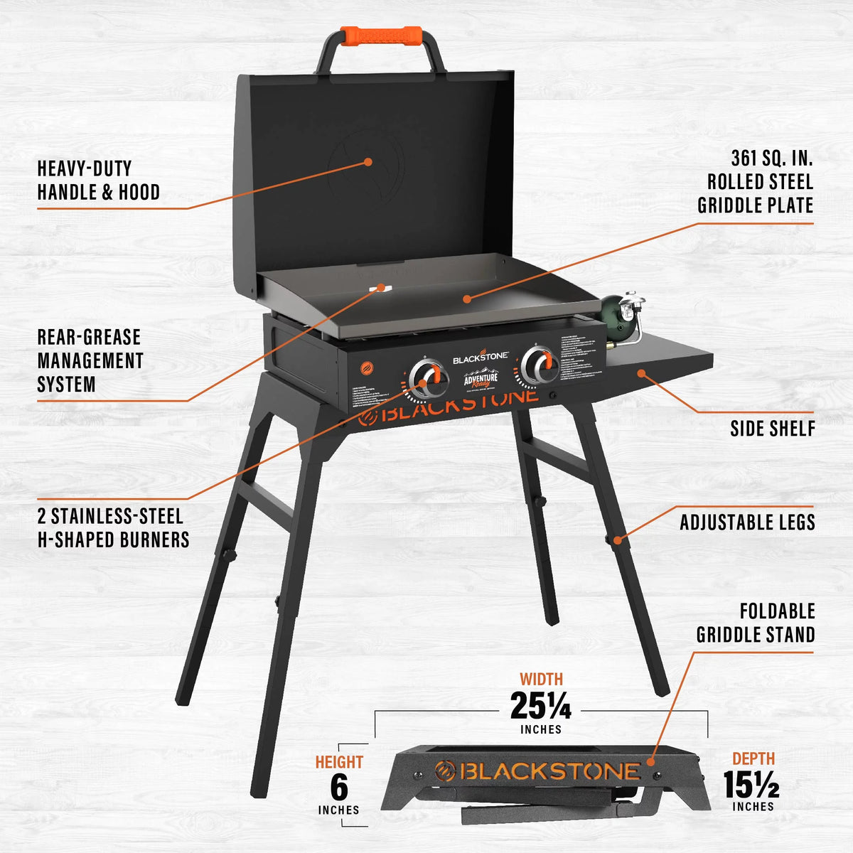 22 Propane Griddle with Stand and Adapter Hose D92390
