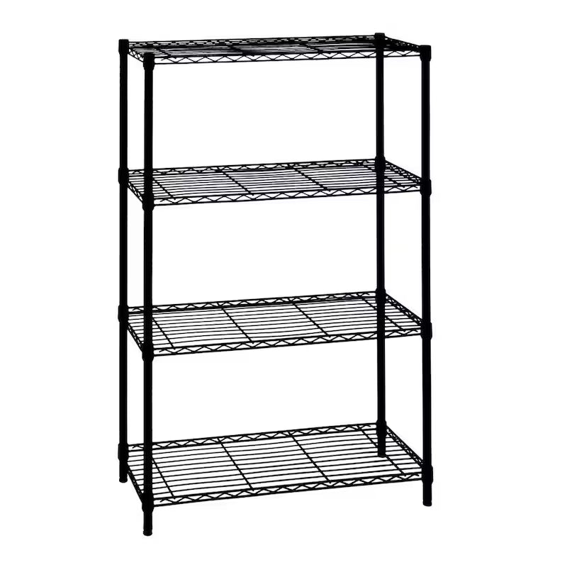 4-Tier Black Steel Wire Shelving Unit U522