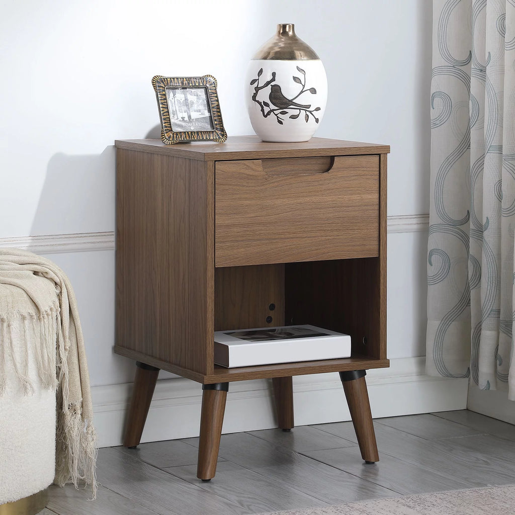 1 Drawer Brown Walnut Nightstand Z1463