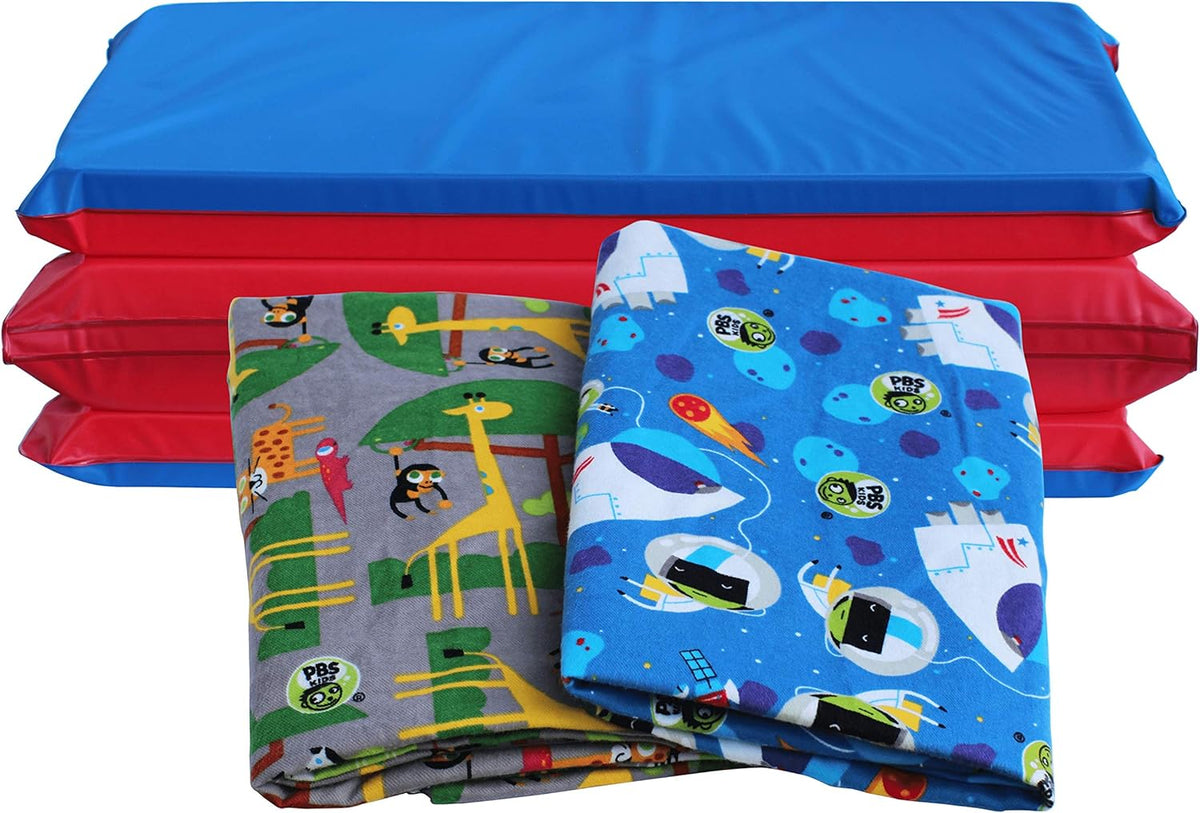 1.5 Inch Thick 4-Section Rest Mat Red Blue D734
