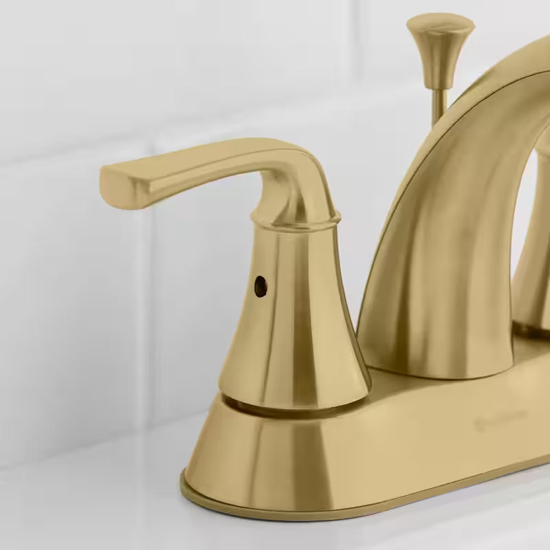 4 in. Centerset Double Handle High-Arc Bathroom Faucet Matte Gold B232293