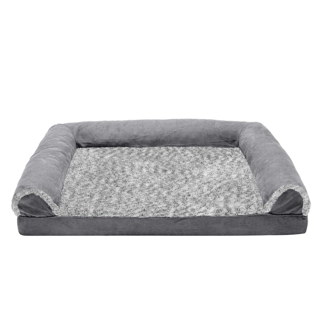 Two-Tone Faux Fur Suede Orthopedic Sofa Dog Bed S888