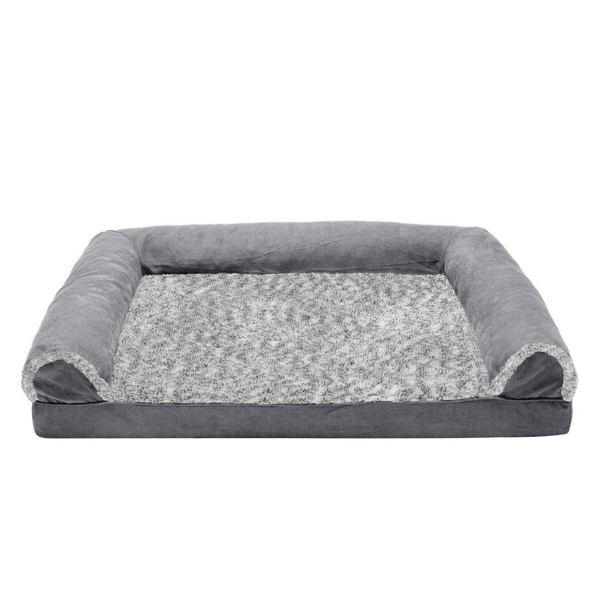 Two-Tone Faux Fur Suede Orthopedic Sofa Dog Bed S888