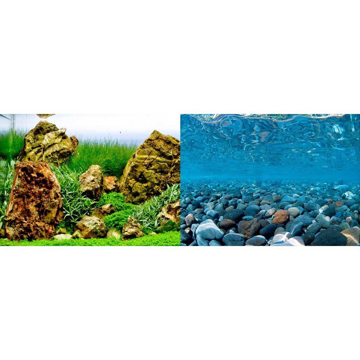River Rock & Green Aquarium Background Decor S6474