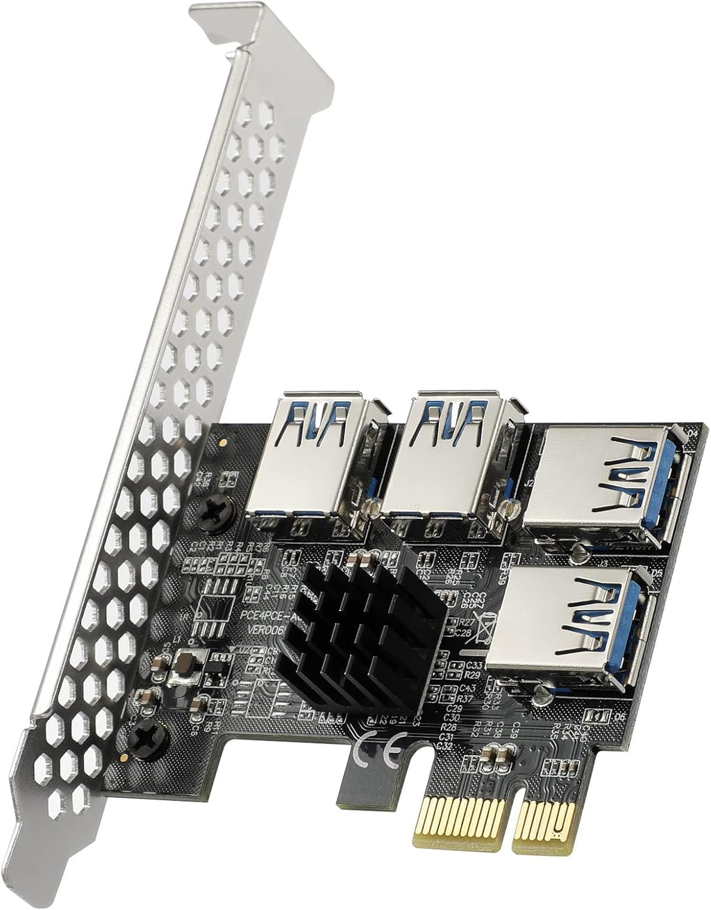 PCIE Riser with 6PIN SATA Power Cable and 60cm USB 3.0 Cable, 6 Pack E95975
