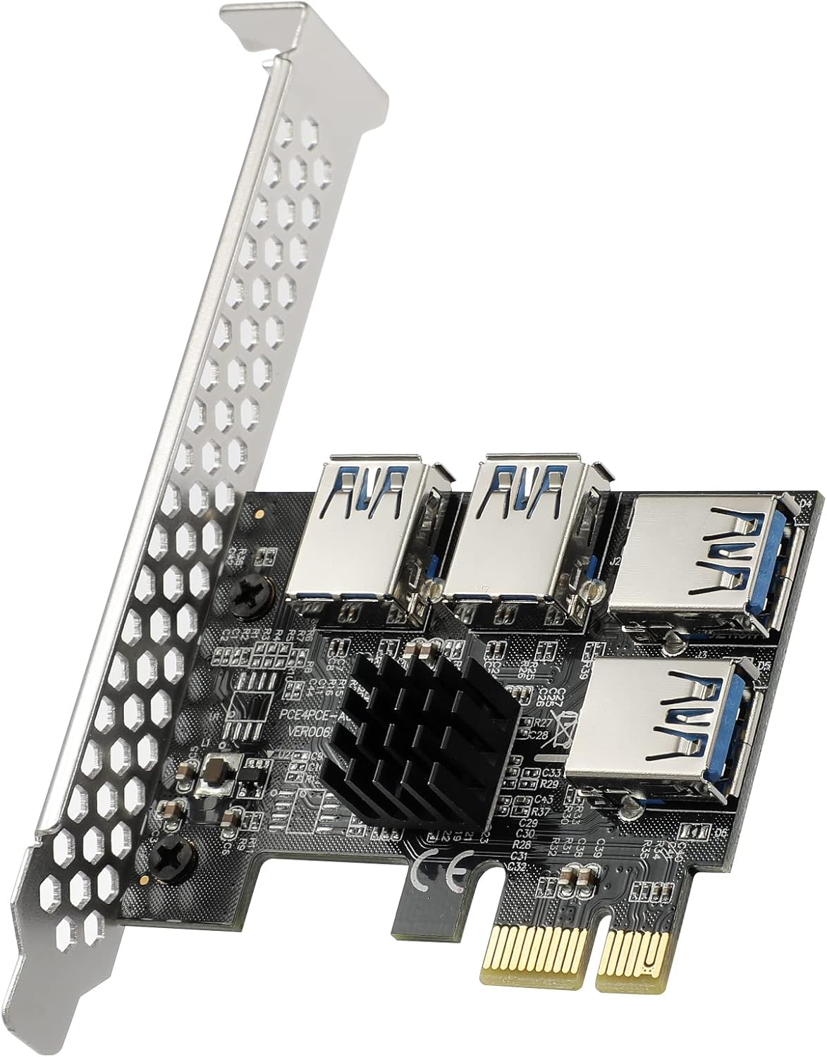 PCIE Riser with 6PIN SATA Power Cable and 60cm USB 3.0 Cable, 6 Pack E95975