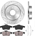 Rear 5 Lug 2 Rotors Ceramic Brake Pads and Clips M873578