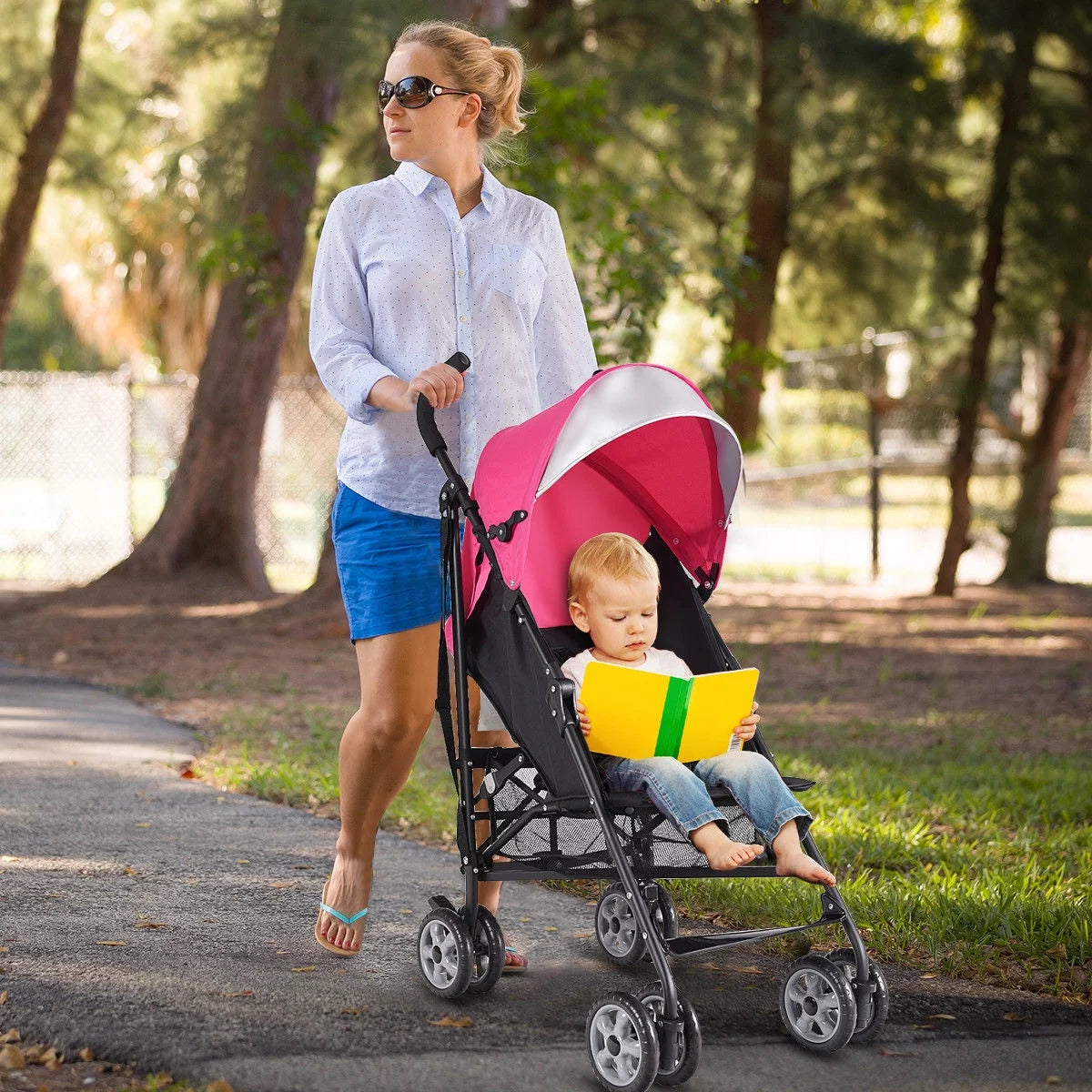 Folding Lightweight Umbrella Stroller with Storage Basket Black N3532