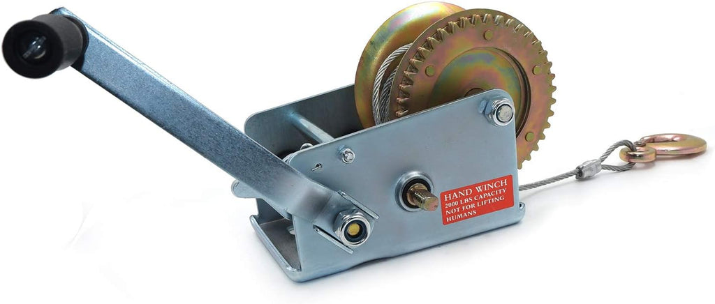 2000Lbs Dual Gear Hand Winch with 33FT Steel Cable Pack of 2 X914