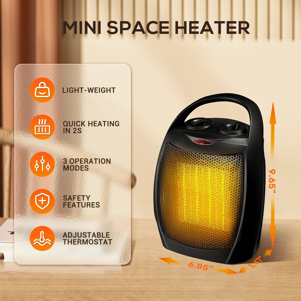 1500W/750W Ceramic Portable Space Heater with Thermostat H57677