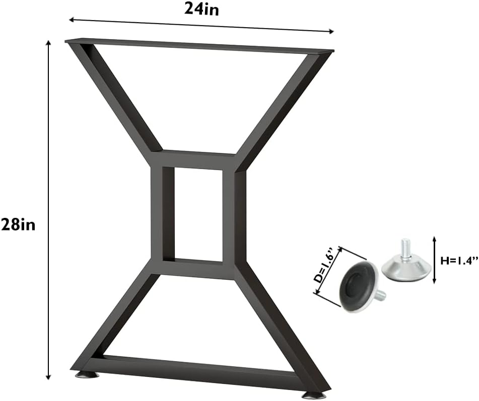 28-inch Metal Table Legs Set of 2 Black Cast Iron Heavy Duty B308915