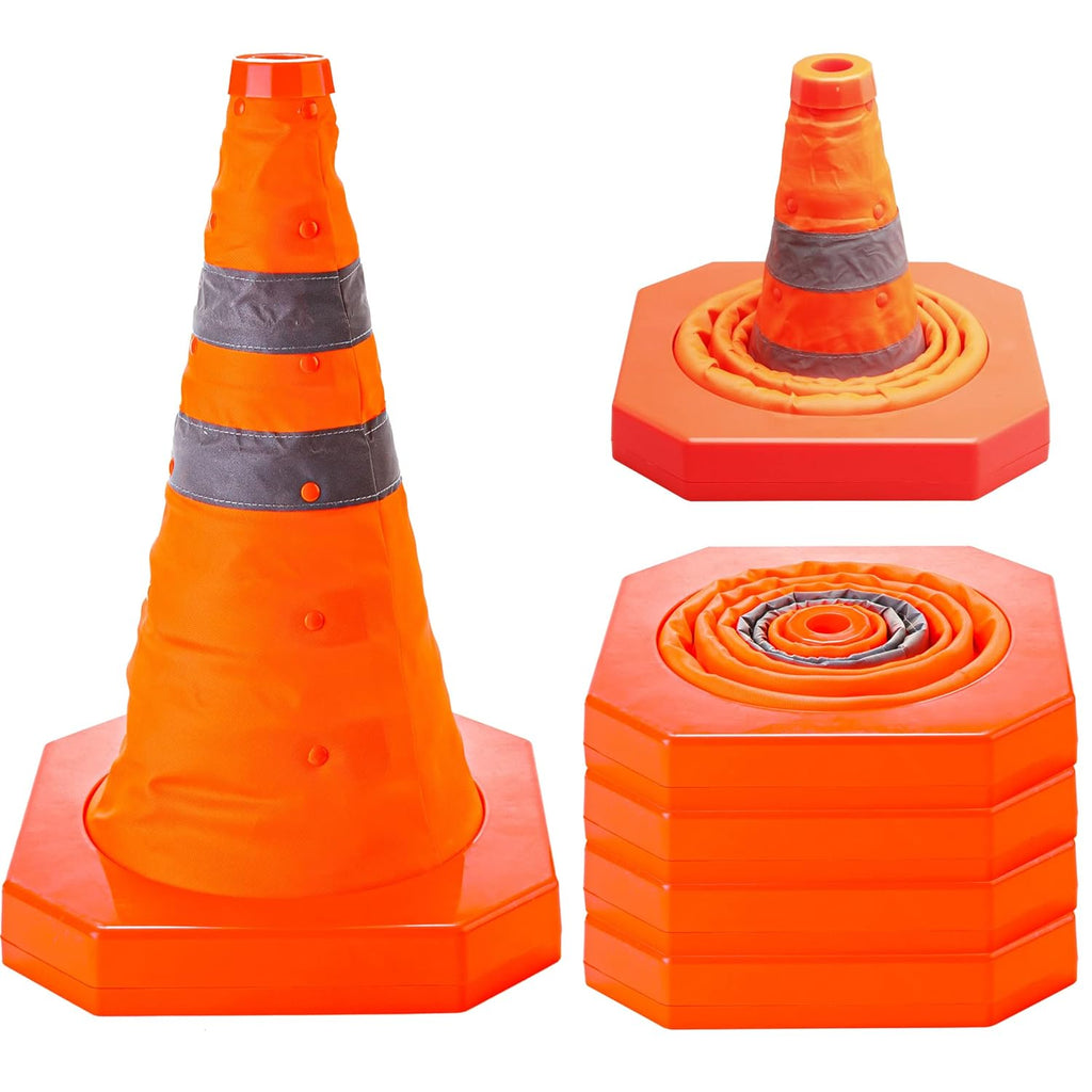Collapsible Reflective Safety Cones, Pack of 4 J528