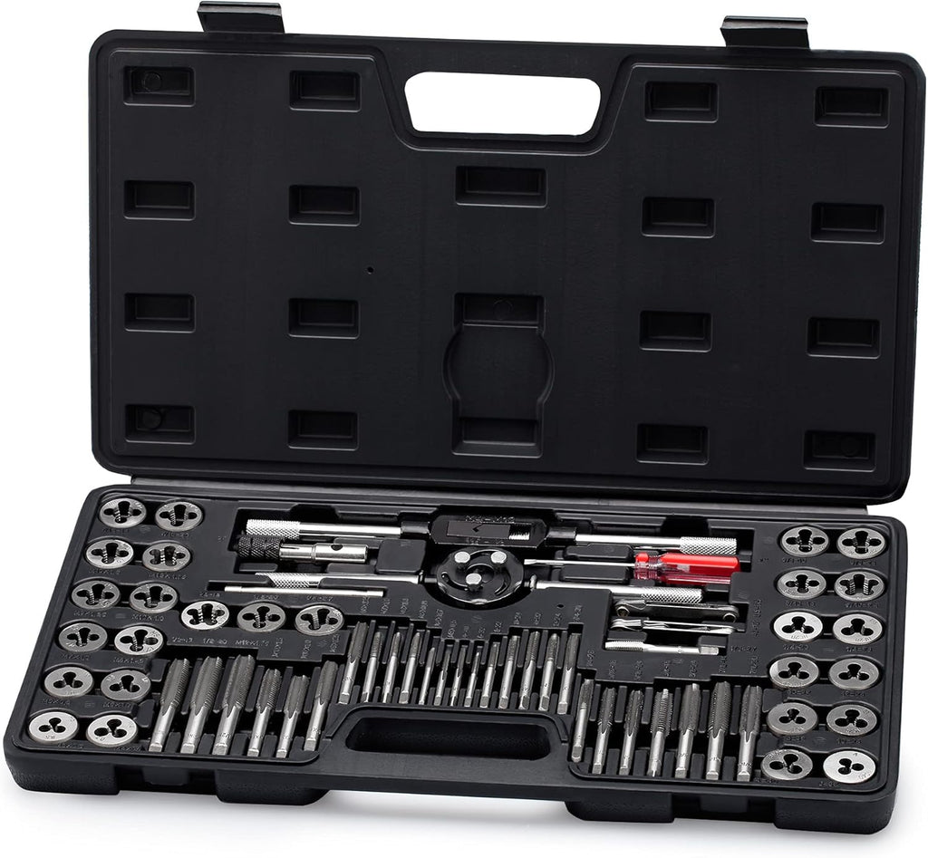 60 Piece Metric & SAE Tap & Die Tool Set with Storage Case Q756