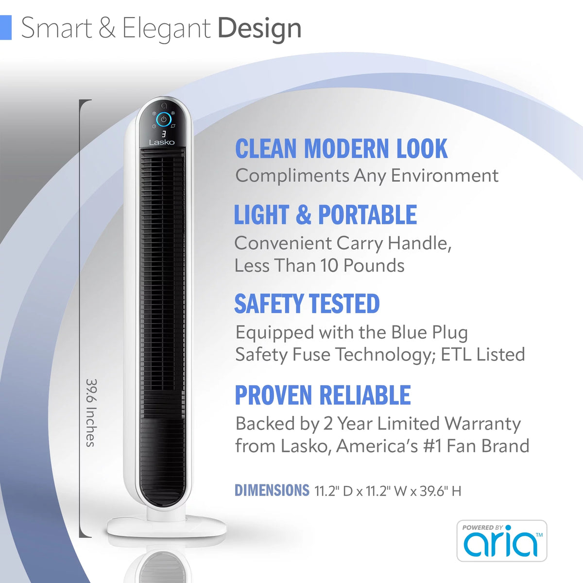40 Smart Tower Fan Wi-Fi Connected 5 Speeds W838