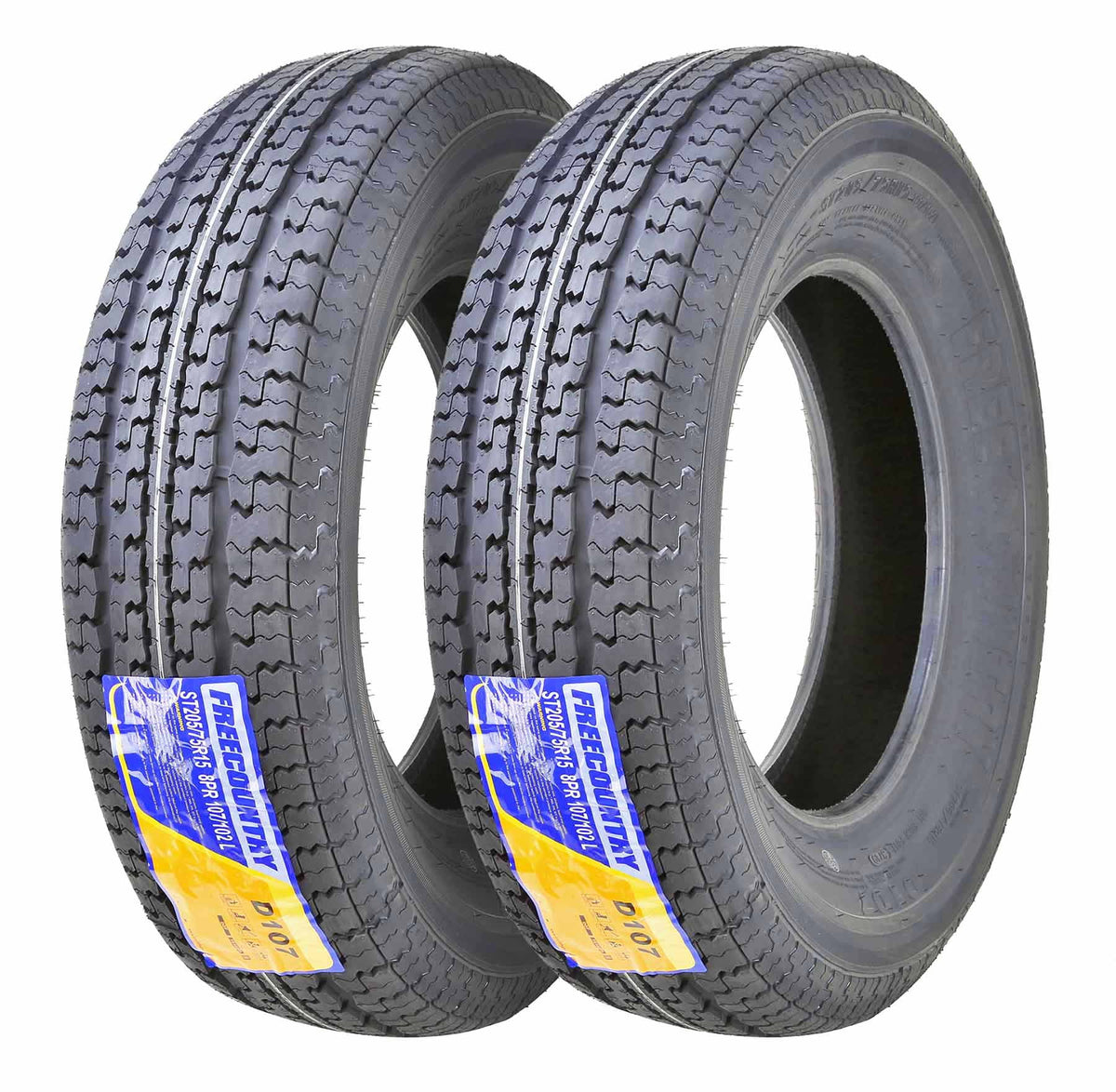 Trailer Tires ST 205/75R15 8 Ply Load Range D Set 2 V53530