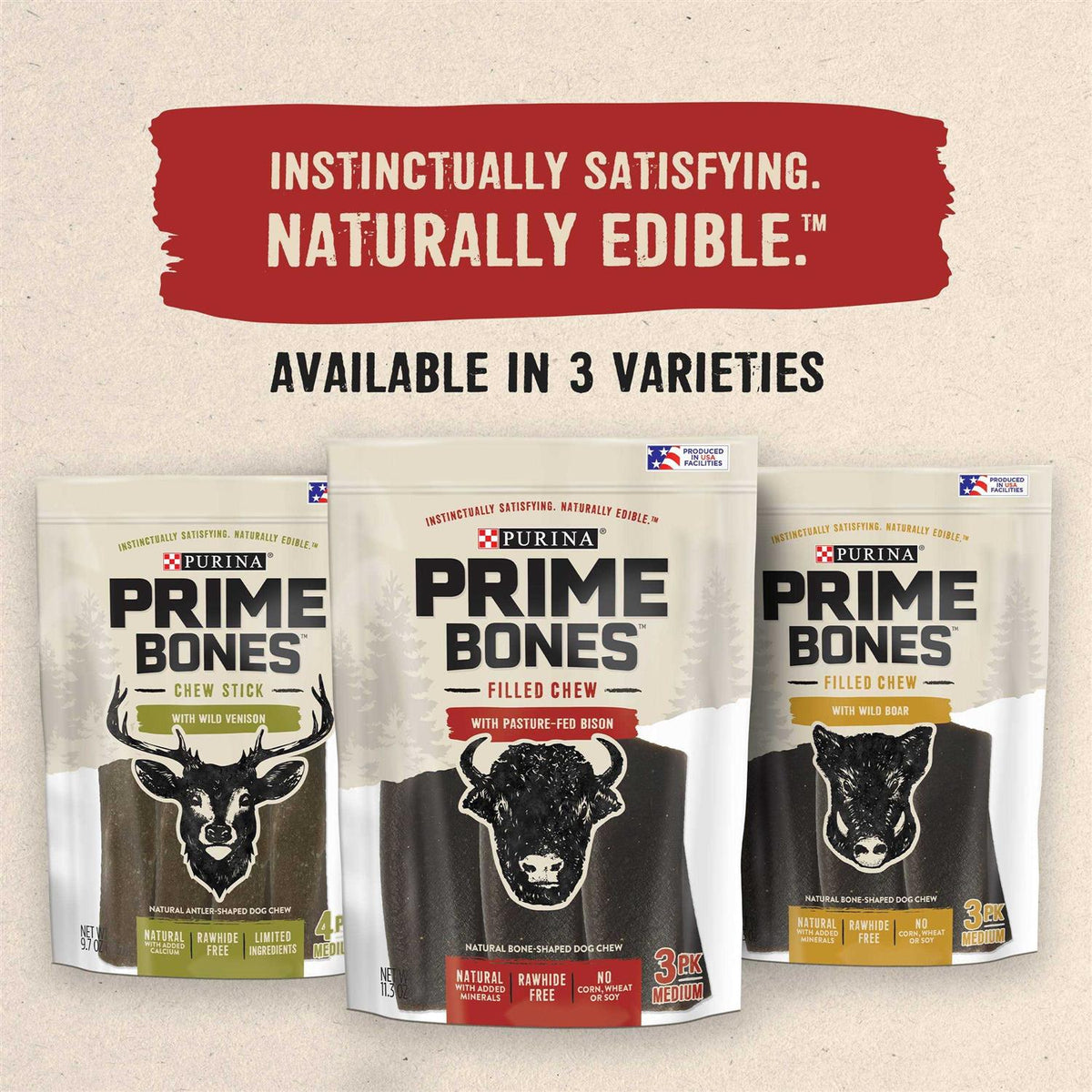 Natural Dog Treats Filled Chew With Bison Y3385