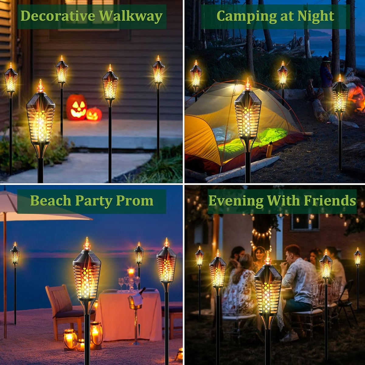 6 Pack Waterproof Outdoor Solar Torch Lights W9191