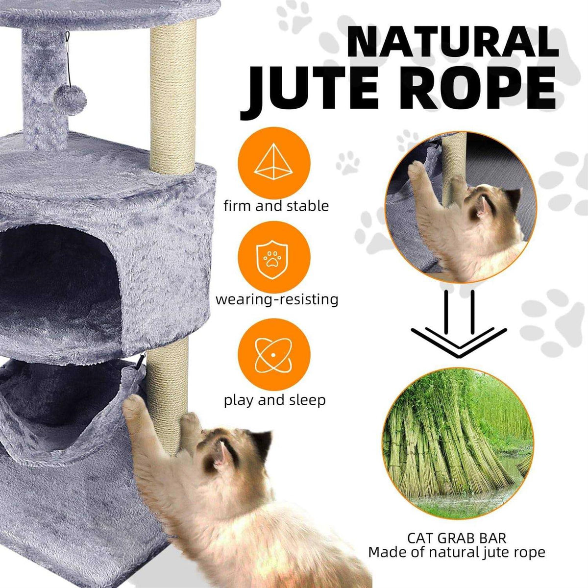 Cat Tree with Scratching Post and Hanging Bed A809016