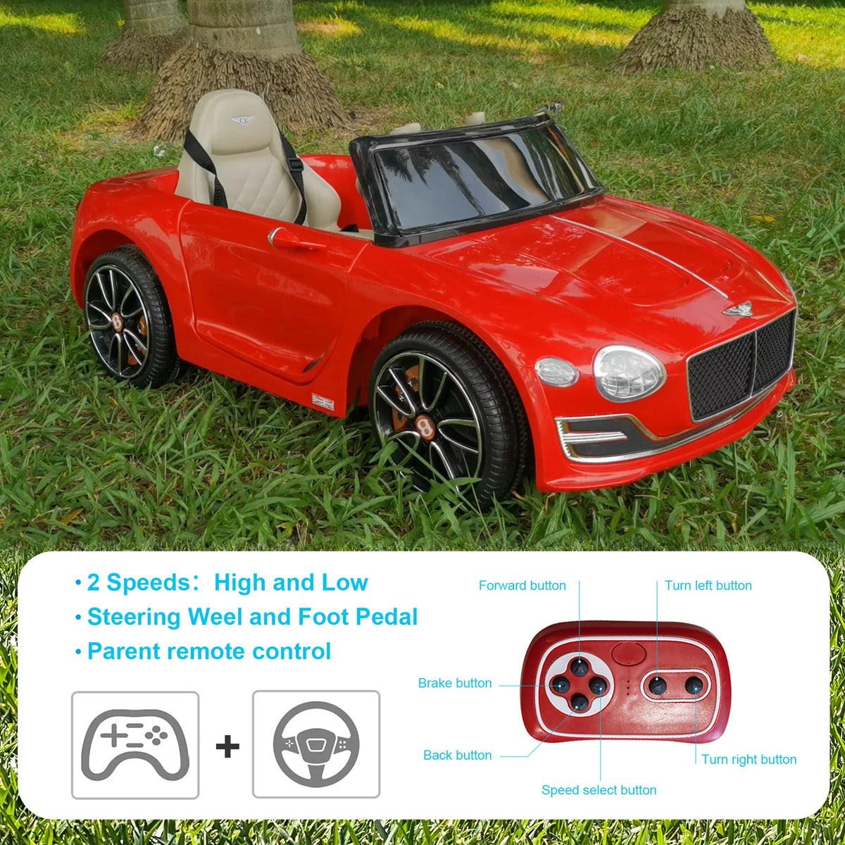 12V Battery Ride On Car with 2.4G Remote Control White V12871