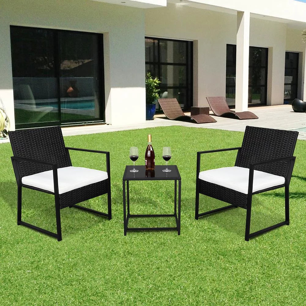 3-Piece Bistro Set with Rattan Chairs H139