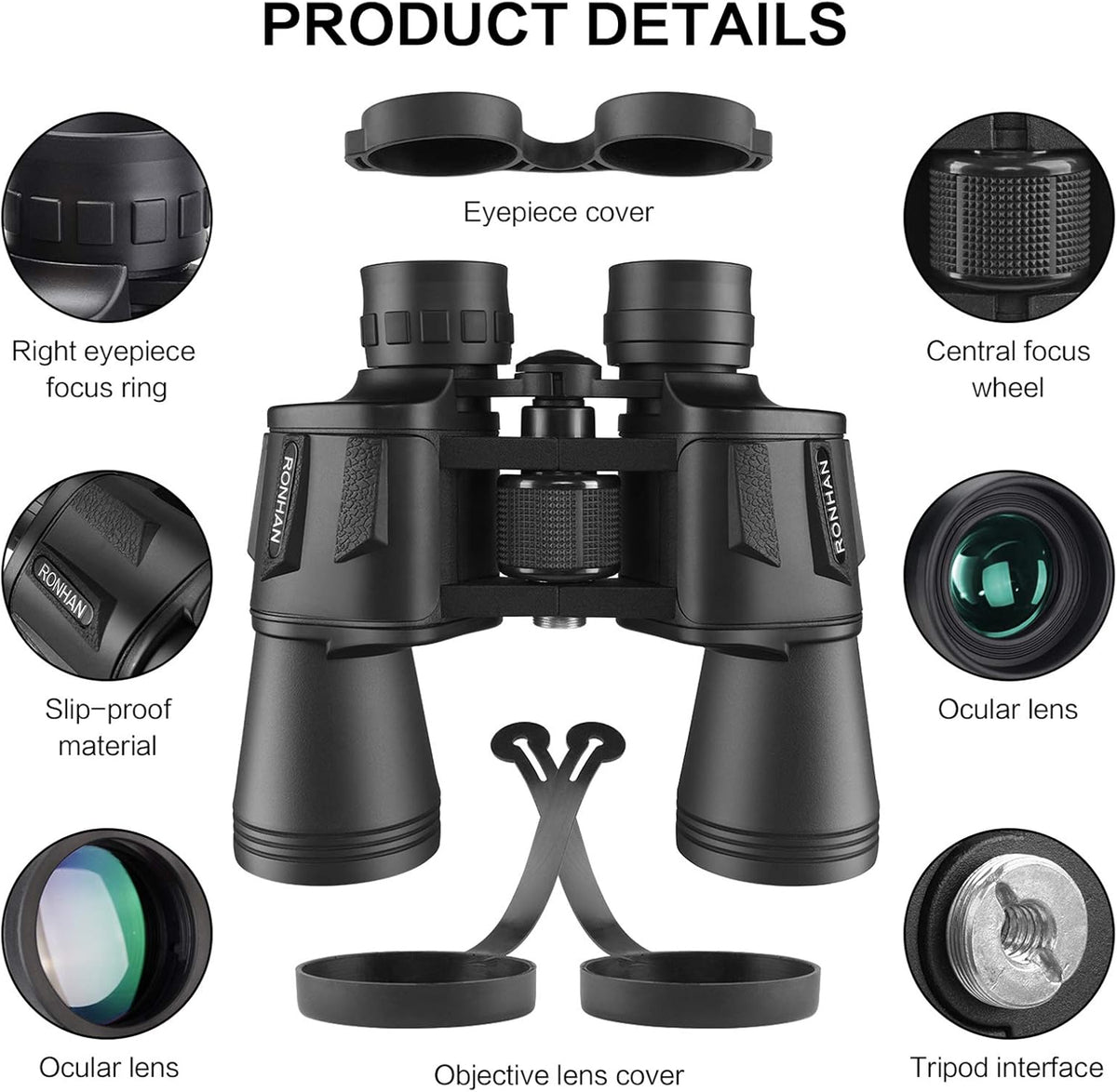 20x50 Waterproof Compact Binoculars with Carrying Case and Strap R7709